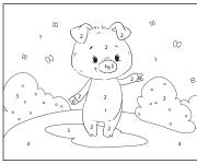Coloriage B&eacute;b&eacute; cochon en dansant