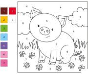 Coloriage B&eacute;b&eacute; cochon num&eacute;rot&eacute;