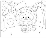 Coloriage B&eacute;b&eacute; lion sous les arbres