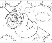Coloriage B&eacute;b&eacute; Paresseux animal par num&eacute;ro