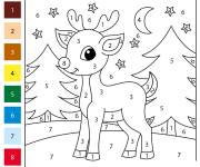 Coloriage B&eacute;b&eacute; Renne dans la foret en ligne
