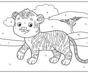 Coloriage B&eacute;b&eacute; tigre cp par num&eacute;ro