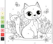 Coloriage Belle chatte par num&eacute;ro