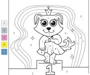 Coloriage Belle Princesse Chiot par num&eacute;ro