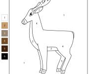 Coloriage et dessins gratuit Biche par num&eacute;ro de 1-6 à imprimer