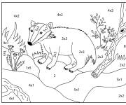Coloriage Blaireau en math&eacute;matique par num&eacute;ro