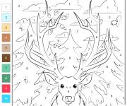 Coloriage Bois de cerf par num&eacute;ro