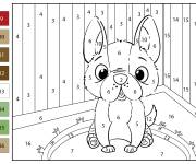 Coloriage Bulldog kawaii num&eacute;rot&eacute; de 1 &agrave; 16
