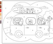 Coloriage Bus des animaux num&eacute;rot&eacute;
