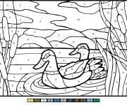 Coloriage Canards dans un lac par num&eacute;ro