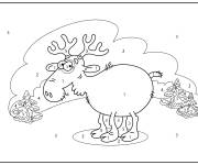 Coloriage Caribou style cartoon num&eacute;rot&eacute;