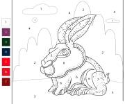 Coloriage Caricature du lapin par num&eacute;ro