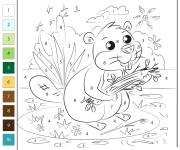 Coloriage Castor en travaillant par num&eacute;ro