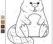 Coloriage Castor mignon num&eacute;rot&eacute; de 1-5