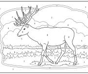 Coloriage Cerf dans la plaine par num&eacute;ro