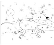 Coloriage Cerf en maternelle cp par num&eacute;ro