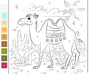 Coloriage Chameau dans le d&eacute;sert par num&eacute;ro
