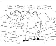 Coloriage Chameau en division par num&eacute;ro