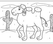 Coloriage Chameau kawaii par num&eacute;ro de 1-10