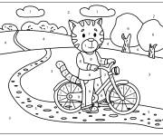 Coloriage Chat &agrave; v&eacute;lo par num&eacute;ro