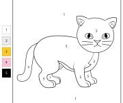 Coloriage et dessins gratuit Chat charmant num&eacute;rot&eacute; de 1-5 à imprimer