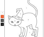 Coloriage Chat de Halloween par num&eacute;ro