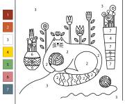 Coloriage Chat en abstrait par num&eacute;ro