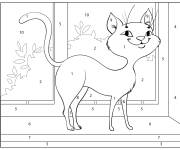 Coloriage Chat noir mignon num&eacute;rot&eacute;