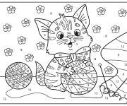 Coloriage Chaton aime jouer par num&eacute;ro