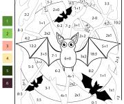 Coloriage Chauve souris en math&eacute;matiques