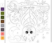 Coloriage Chauve-souris en vecteur num&eacute;rot&eacute;