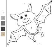 Coloriage Chauve souris num&eacute;rot&eacute;