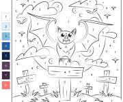 Coloriage Chauve-souris ouvrant ses ailes par num&eacute;ro