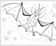 Coloriage Chauve souris parmi les &eacute;toiles par num&eacute;ro