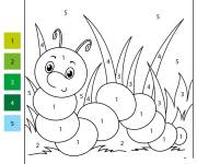 Coloriage Chenille style bande anim&eacute; par num&eacute;ro