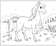 Coloriage Cheval adorable dans la nature par num&eacute;ro