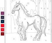 Coloriage Cheval adulte num&eacute;rot&eacute; de 1-7