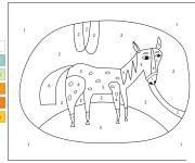 Coloriage Cheval au crayon par num&eacute;ro