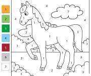 Coloriage Cheval au galop par num&eacute;ro