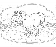 Coloriage Cheval dr&ocirc;le style cartoon par num&eacute;ro