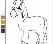 Coloriage Cheval en noir et blanc num&eacute;rot&eacute;