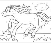 Coloriage Cheval Mustang par num&eacute;ro