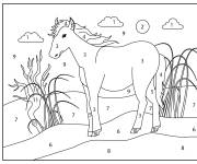 Coloriage Cheval sauvage cp par num&eacute;ro
