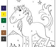 Coloriage Cheval sous les &eacute;toiles par num&eacute;ro