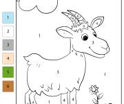 Coloriage Ch&egrave;vre par num&eacute;ro