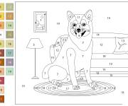 Coloriage Chien &agrave; la maison d&eacute;taill&eacute; par num&eacute;ro