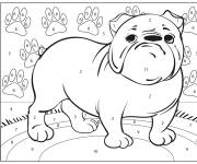 Coloriage Chien Bouledogue &agrave; motif par num&eacute;ro