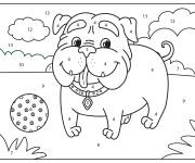 Coloriage Chien Bulldog amus&eacute; par num&eacute;ro