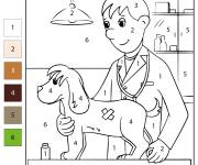 Coloriage Chien chez le v&eacute;t&eacute;rinaire par num&eacute;ro