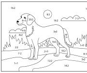 Coloriage Chien en math&eacute;matique par num&eacute;ro